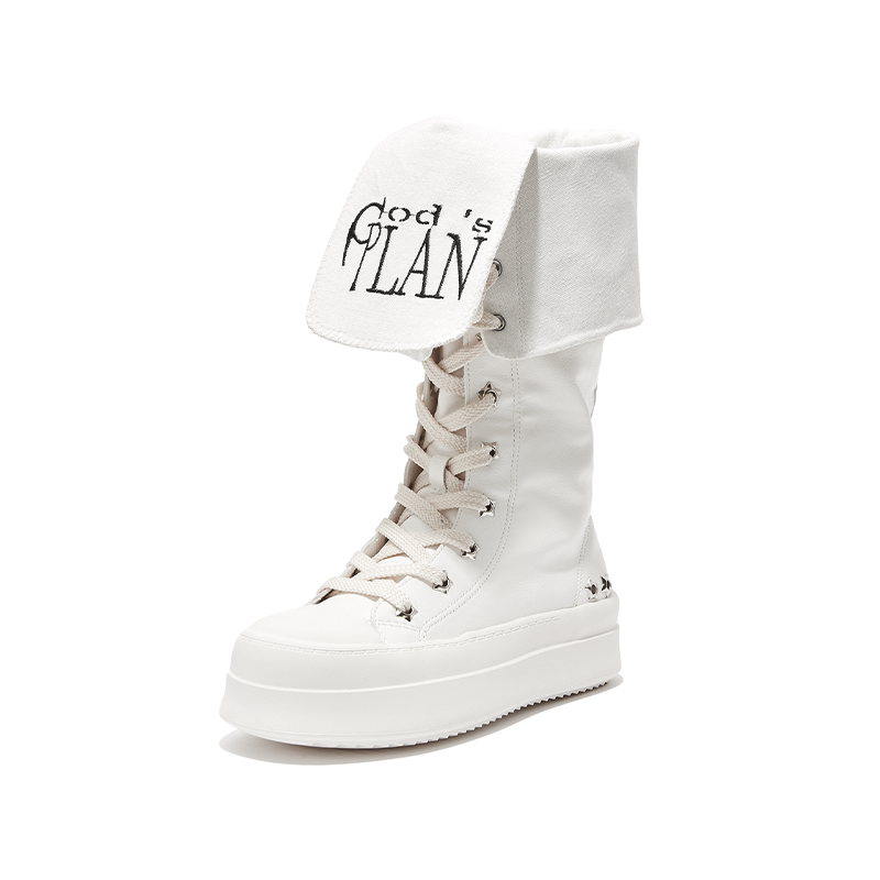 Gods plan*God plan limited bone white two-wear design sense hot girl/ женская парусиновая обувь из натуральной кожи на толстой подошве с увеличенным размером