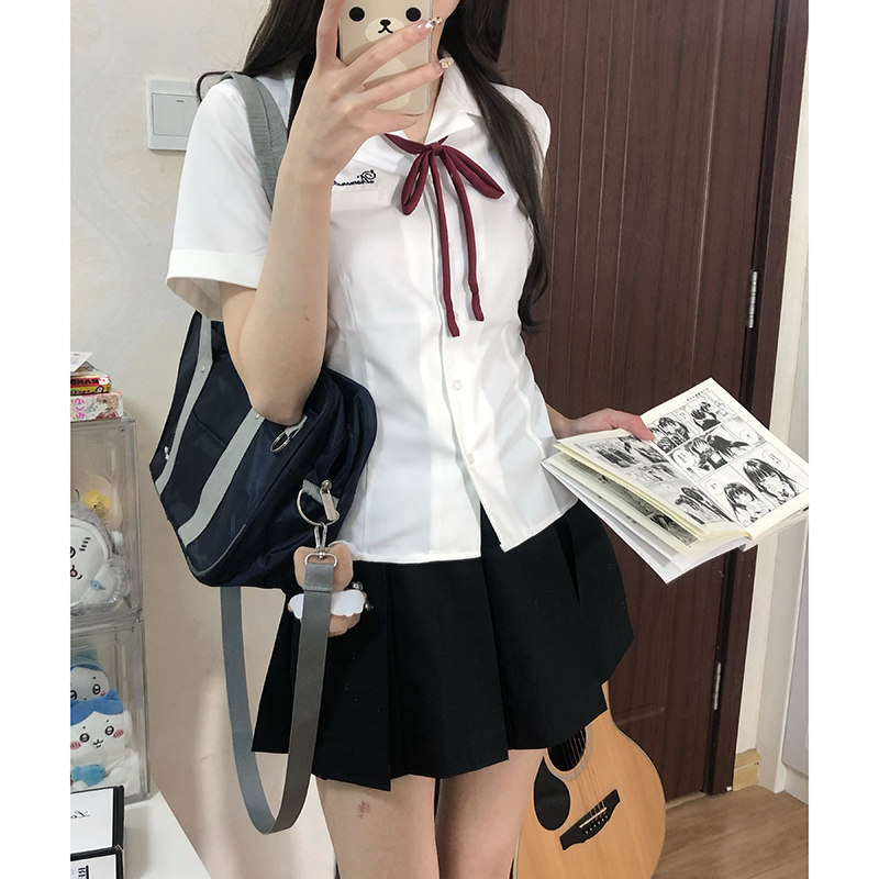 Tokyo Shiji jk новая униформа, белая рубашка с короткими рукавами и завышенной талией, милая черная юбка в стиле колледжа, женский летний костюм