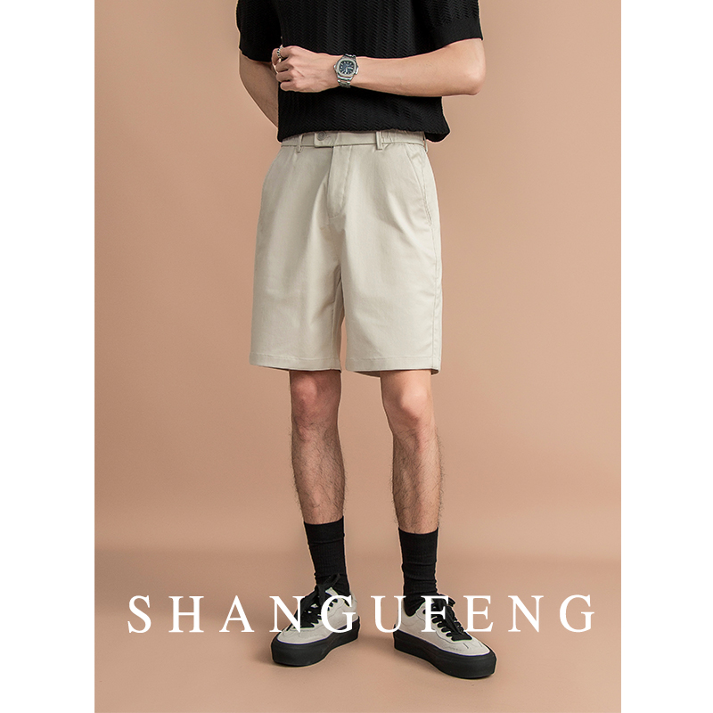SHANGUFENG/ летние модные повседневные шорты из лиоцелла с пятью точками, мужские универсальные крутые пляжные шорты-брюки