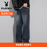Джинсы Playboy American high street, осенние новые свободные брюки с прямыми штанинами, мужские повседневные широкие длинные брюки