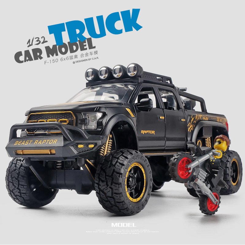 Подлинный внедорожник F150 Raptor с шестиколесным амортизатором, легкосплавный автомобиль, детская игрушечная машинка, модель мотоцикла bigfoot play