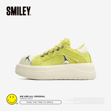 SMILEY Smiling White Whale Series Green Lime Green Casual Women's Shoes Couple Elevated Board Shoes Thick Sole Canvas Shoes