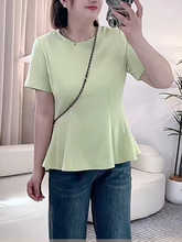 T-shirt women's slightly chubby mm slimming waist covering belly top