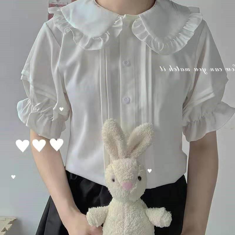 Summer inner layer short-sleeved JK shirt basic Peter Pan collar Lolita student Lolita inner layer shirt Japanese girl style