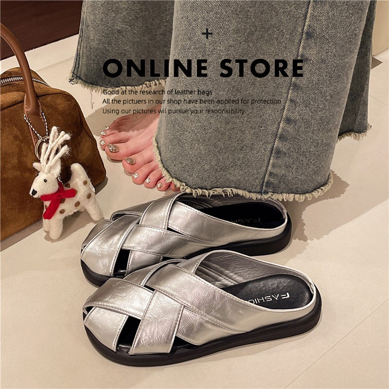 Новинка 2026 года; шлепанцы Baotou; верхняя одежда; обувь birkenstock на плоской подошве; плетеные повседневные летние сандалии на плоской подошве для ленивых женщин