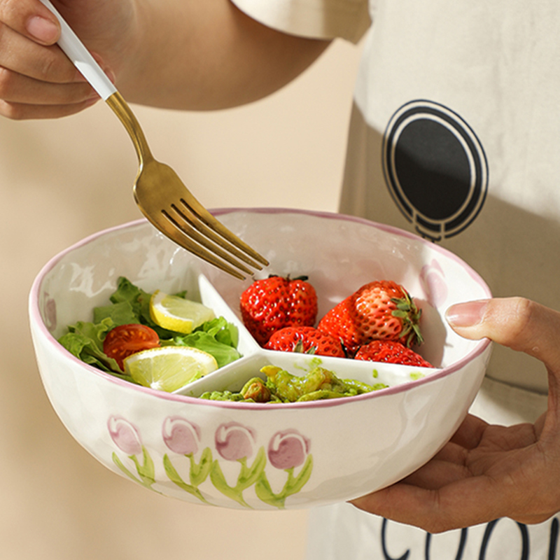 Керамическая столовая на одного человека для приема пищи для похудения, персональная отдельная коробка для ланча, отделение для офисных работников, чаша для ужина, тарелка для ужина