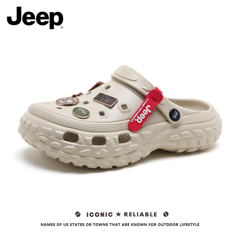 JEEP/шлепанцы Jeep; мужские новые летние нескользящие дезодоранты для вождения; пляжные сандалии на мягкой подошве; мужская обувь с дырками для мальчиков
