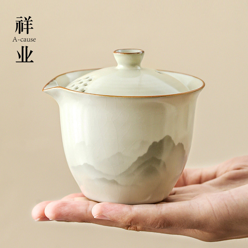 Ручной чайник Huang Ru Kiln, одноразовый чайник, заварочный чайник, чай, домашний отель, проживание в семье, персональный чайный набор для кунг-фу, чаша с крышкой, чайная чашка