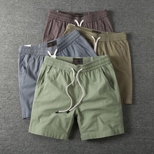 Summer casual quarter pants, men's thin and quick drying running, sports beach pants, trendy slim fit elastic waist shorts, men's