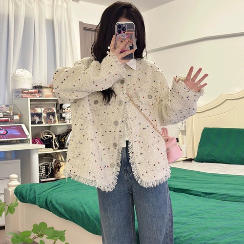 Белая весенняя осенняя изысканная шерстяная короткая куртка, в стиле Шанель, подходит для подростков, французский стиль, изысканный стиль