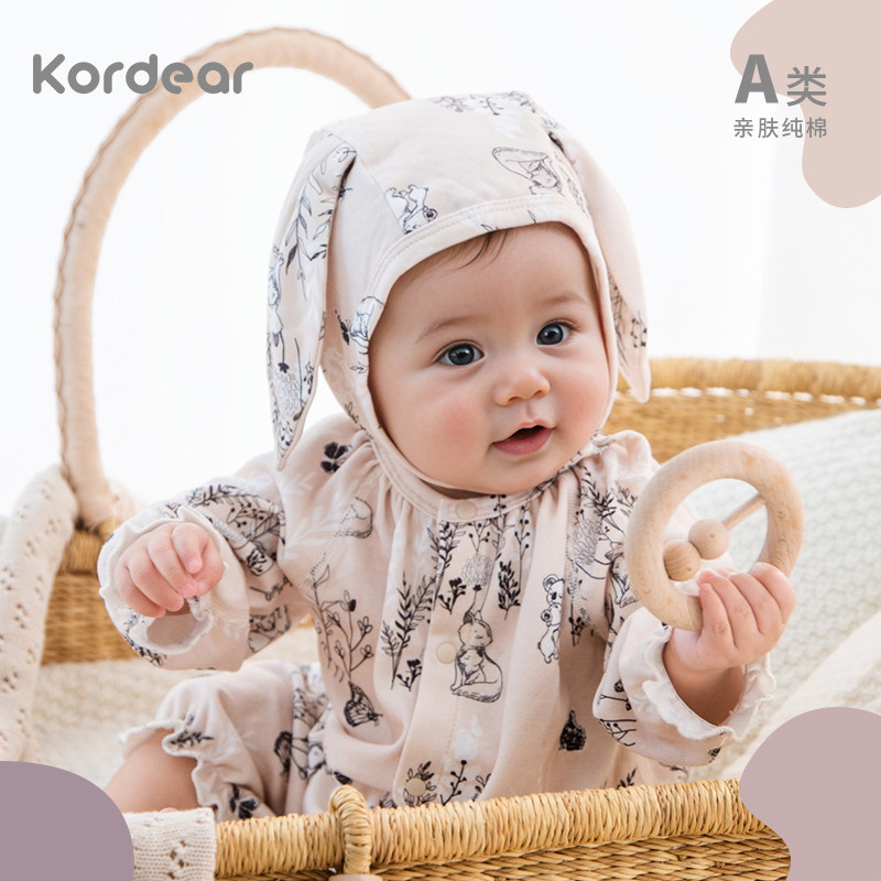 Детская цельнокроеная одежда Koalatier для маленьких месячных, весенняя одежда для новорожденных, хлопковые ползунки с длинными рукавами, женские ползунки