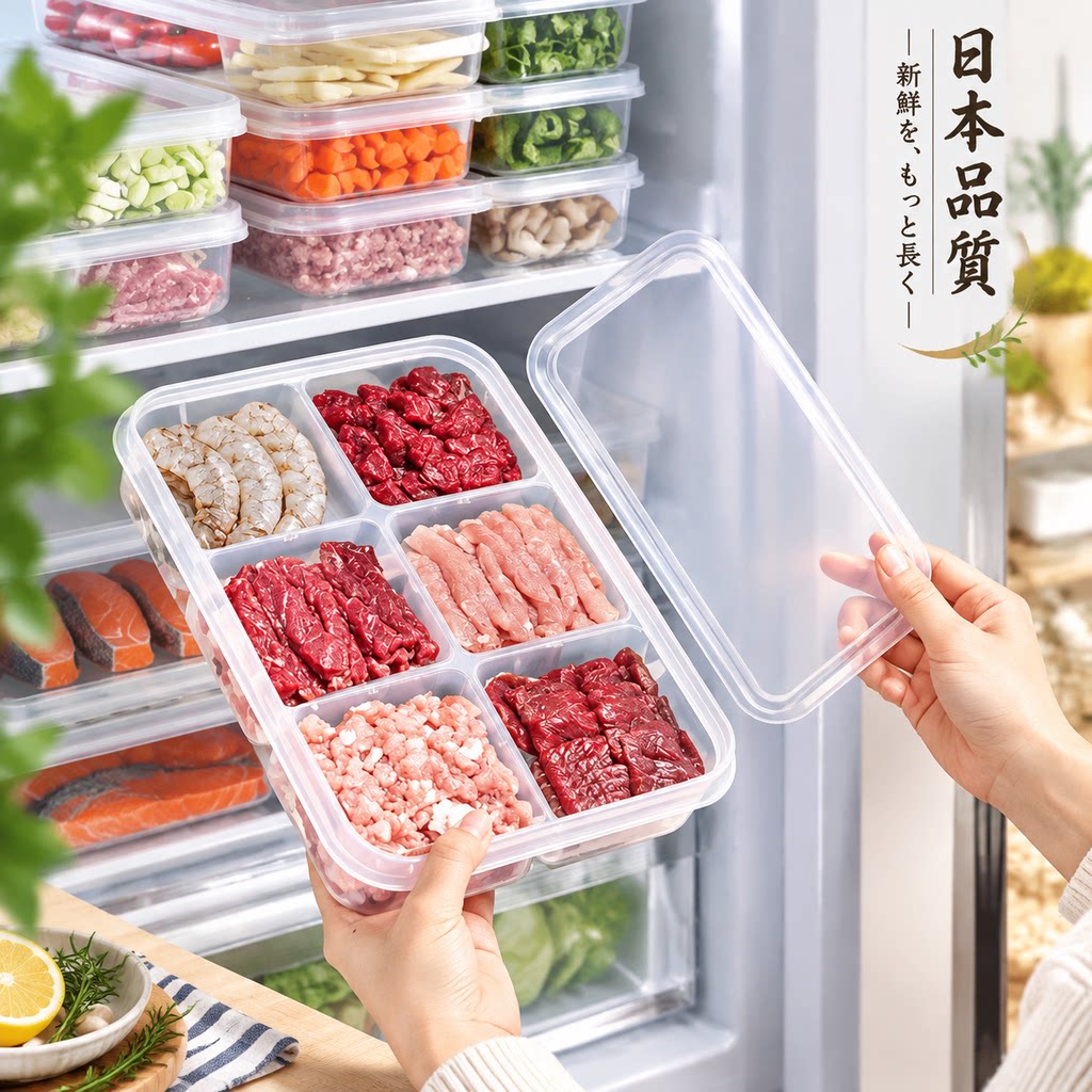 Японская оригинальная коробка для хранения замороженного мяса в холодильнике, предназначенная для хранения замороженных продуктов, специальная коробка для упаковки продуктов в свежем виде, отделочный артефакт