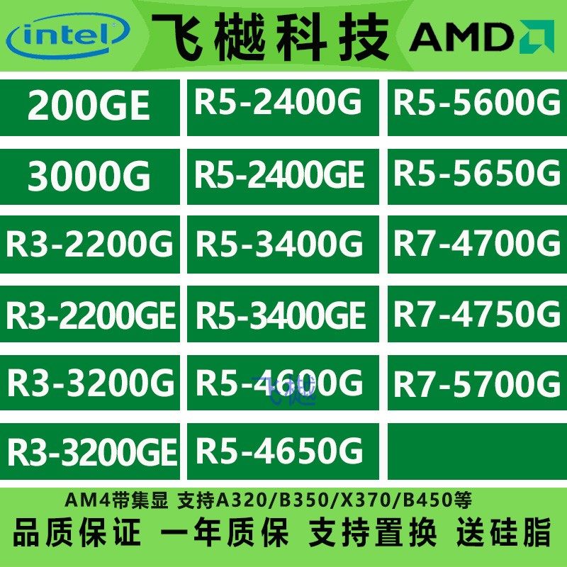 200GE 3000G R3 2200G 3200G R5 2400G 3400GE 4650G 5600G 5700G