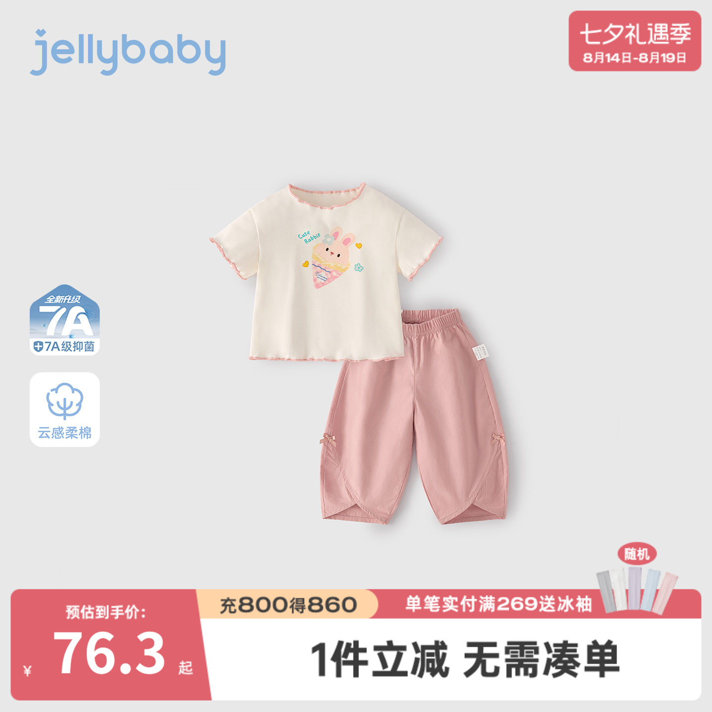 костюм для девочек jellybaby/ летняя детская футболка с принтом, брюки для маленьких девочек, тонкий повседневный детский костюм-двойка