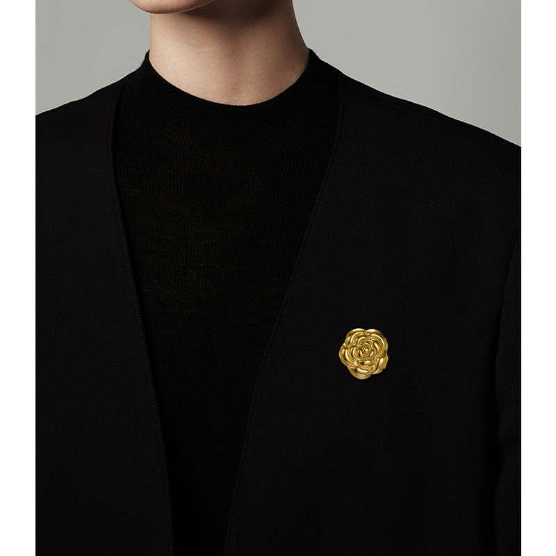 7Do Metal Camellia Badge Brooch for Women, Unique Design, Men's Suit Corsage, Sweater Pin, Accessory Button