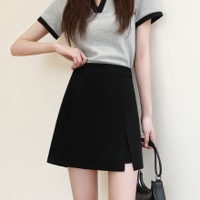 Black Short Skirt Women's Spring and Autumn 2024 New High Waist Slimming and Meat Covering Summer Pant Skirt Wrapped Hip Suit A-line Half skirt