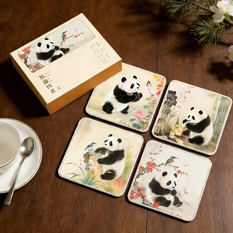 Культурные и креативные подарки Panda element, практичные шелковые подставки, деловые подарки для пожилых иностранок за границей