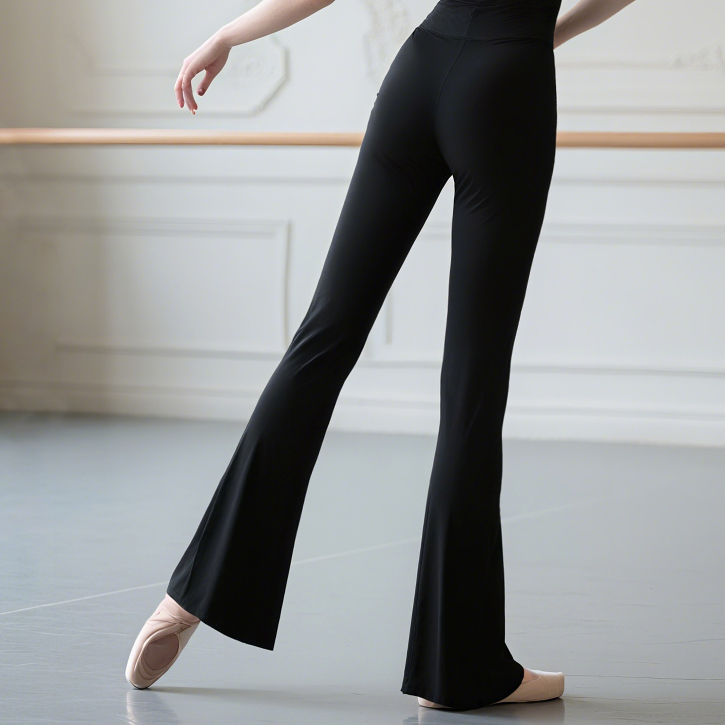 Танцевальные брюки, женские тренировочные брюки для тела, балетная одежда для взрослых, брюки-клеш, современные танцы, черный арт-тест, обтягивающие брюки