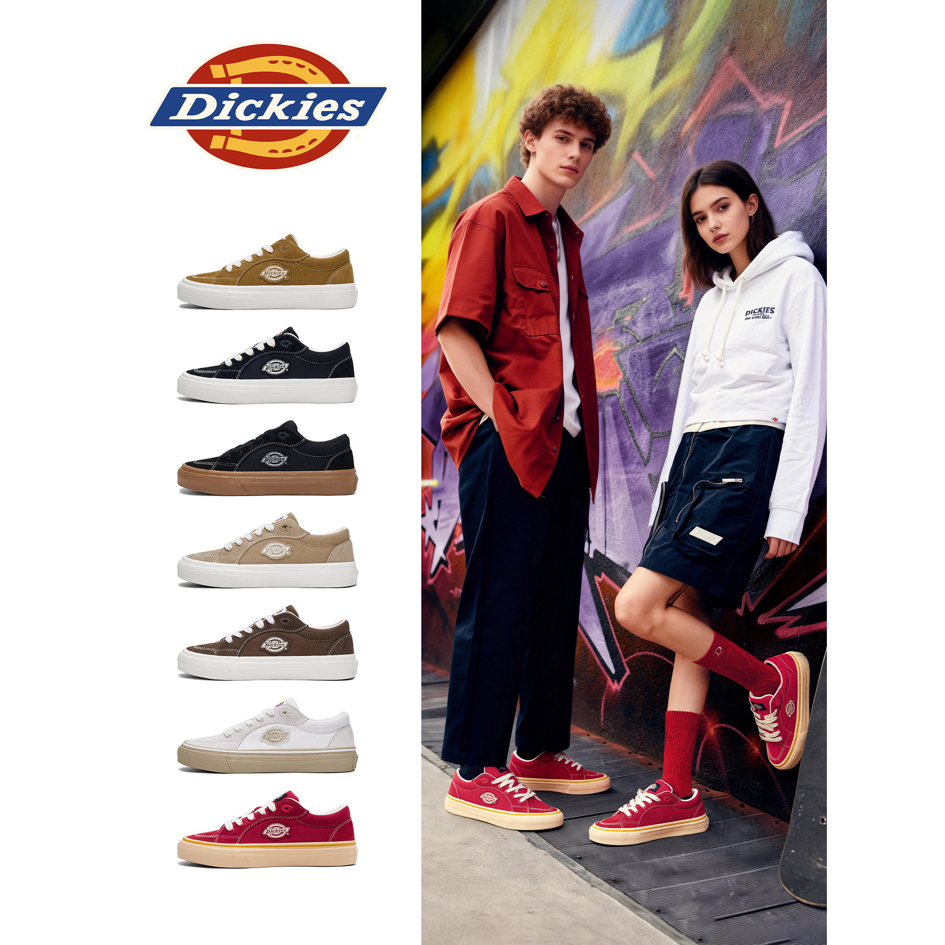 Кроссовки Dickies для пар мужчин и женщин, новинка 2026 года, осенняя мужская обувь, парусиновая обувь, дышащая мужская повседневная обувь