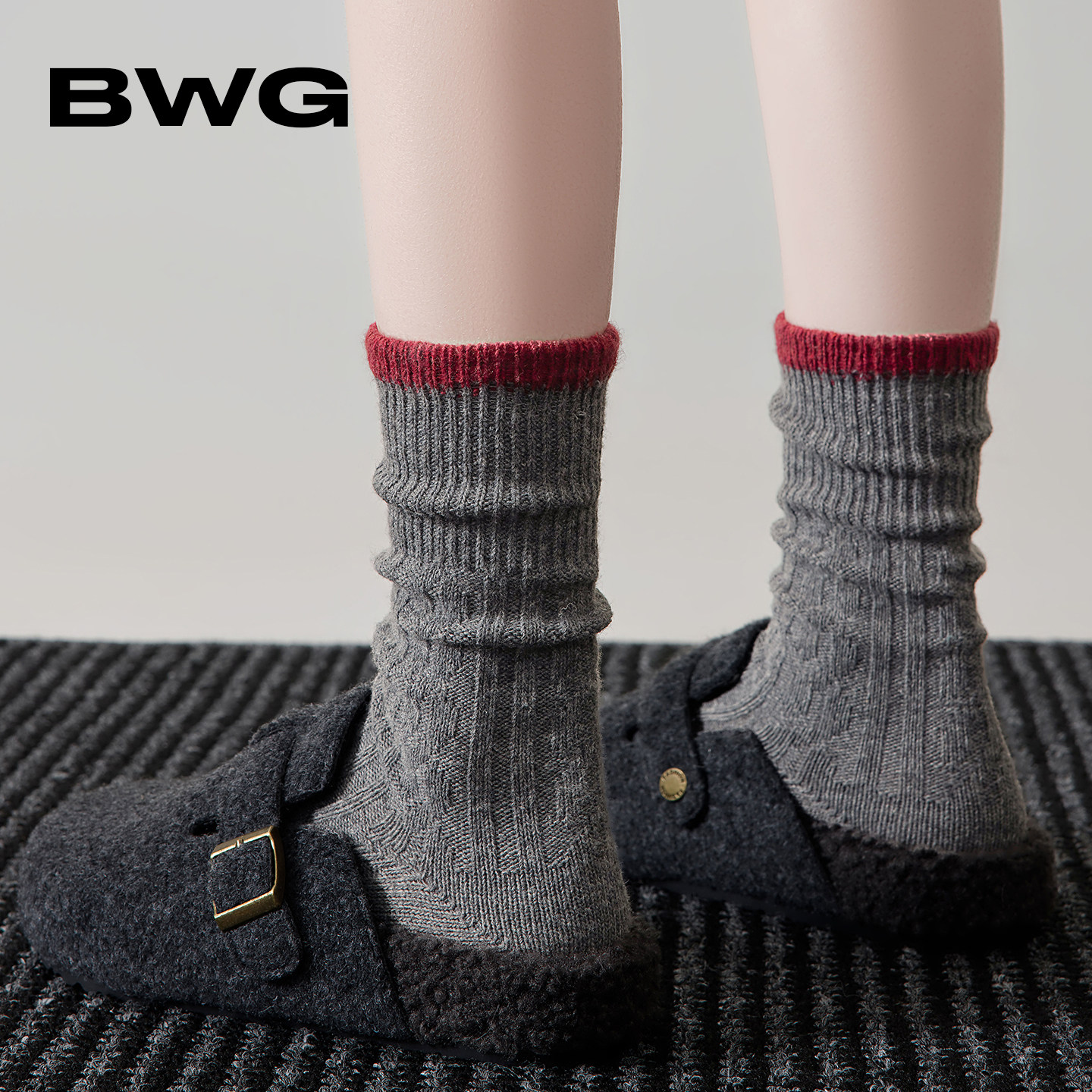 BWG Grey Women's Socks 2025 New Hot Selling Thick Mid-Calf Socks Wool Slouch Socks Warm Fleece Lined Winter