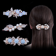 Korean hair accessories rhinestone bow simple hair clip adult pearl horizontal clip ponytail clip top clip spring clip small