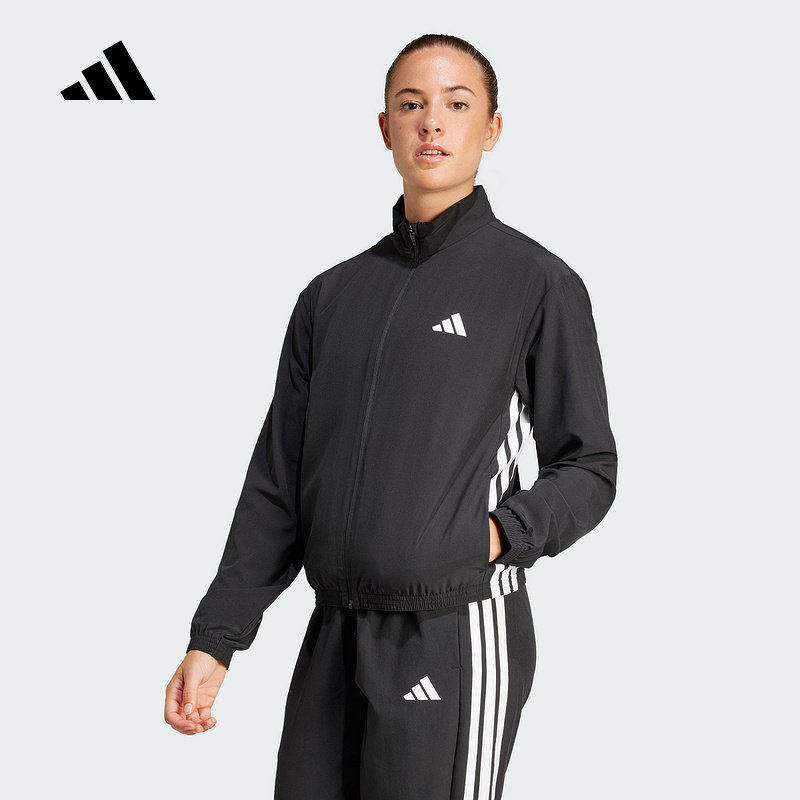 Новая женская тканая куртка Adidas весна 2025, короткая куртка для занятий спортом и досуга, JD6539