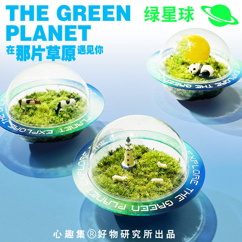 Микро-ландшафт из мха Green Planet Exploration Planet Series Креативные зеленые растения в горшках Настольный ландшафтный подарок Подарочная коробка