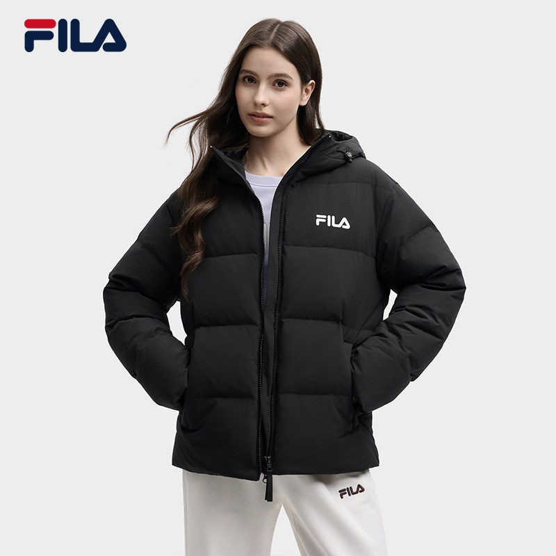 Пуховик FILA couple с капюшоном для женщин, зимняя куртка с капюшоном 2025 года, красочная ветрозащитная теплая водоотталкивающая куртка для мужчин