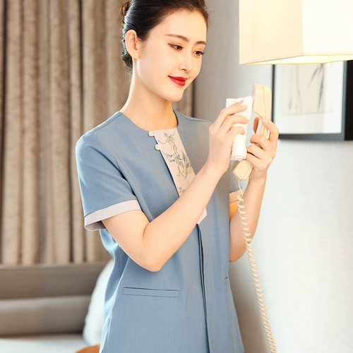 Yijuntang Hotel of Working Works Summer Property Hotel Housekeeping Toutie Clothing High -End Short -slee