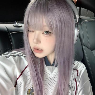 taobao agent 紫灰色假发女网红长直发JK头套式整顶cos假发套2024新款夏天薄款