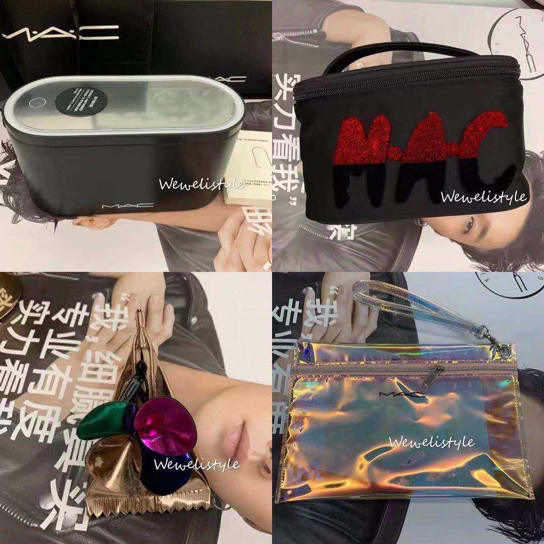 MAC Charm Пудра Золотая Лазерная сумка Сумка для конфет Косметичка Сумка для хранения Косметическая коробка Губная помада Коробка для губной помады 2шт зеркало