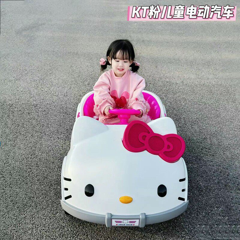 Детский электромобиль HelloKitty с дистанционным управлением, игрушечный автомобиль, на котором могут сидеть люди, четырехколесный электромобиль для девочек, детский автомобиль