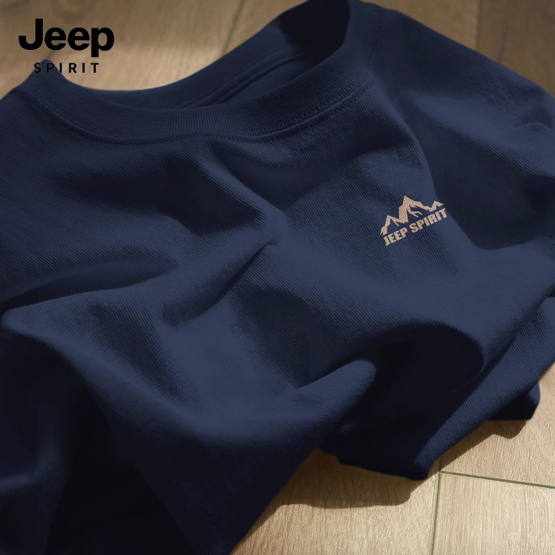Мужские хлопковые темно-синие повседневные топы Jeep Jeep, мужские футболки с короткими рукавами, новинка лета 2025, одежда для мальчиков