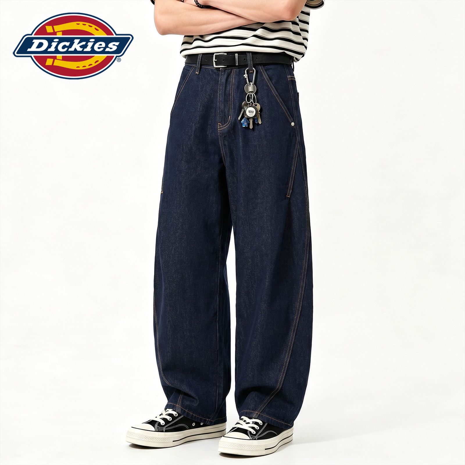Мужские осенние трендовые джинсы Dickies Dikuishi в американском стиле с широкими штанинами scimitar, свободные прямые повседневные брюки