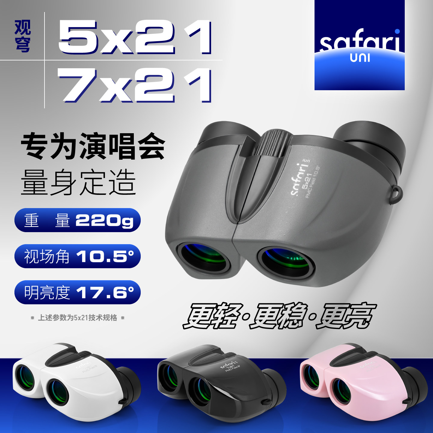 【Флагманский магазин Guanqiu】 Портативный бинокль SAFARI UNI 5x21/7x21 для просмотра концертов