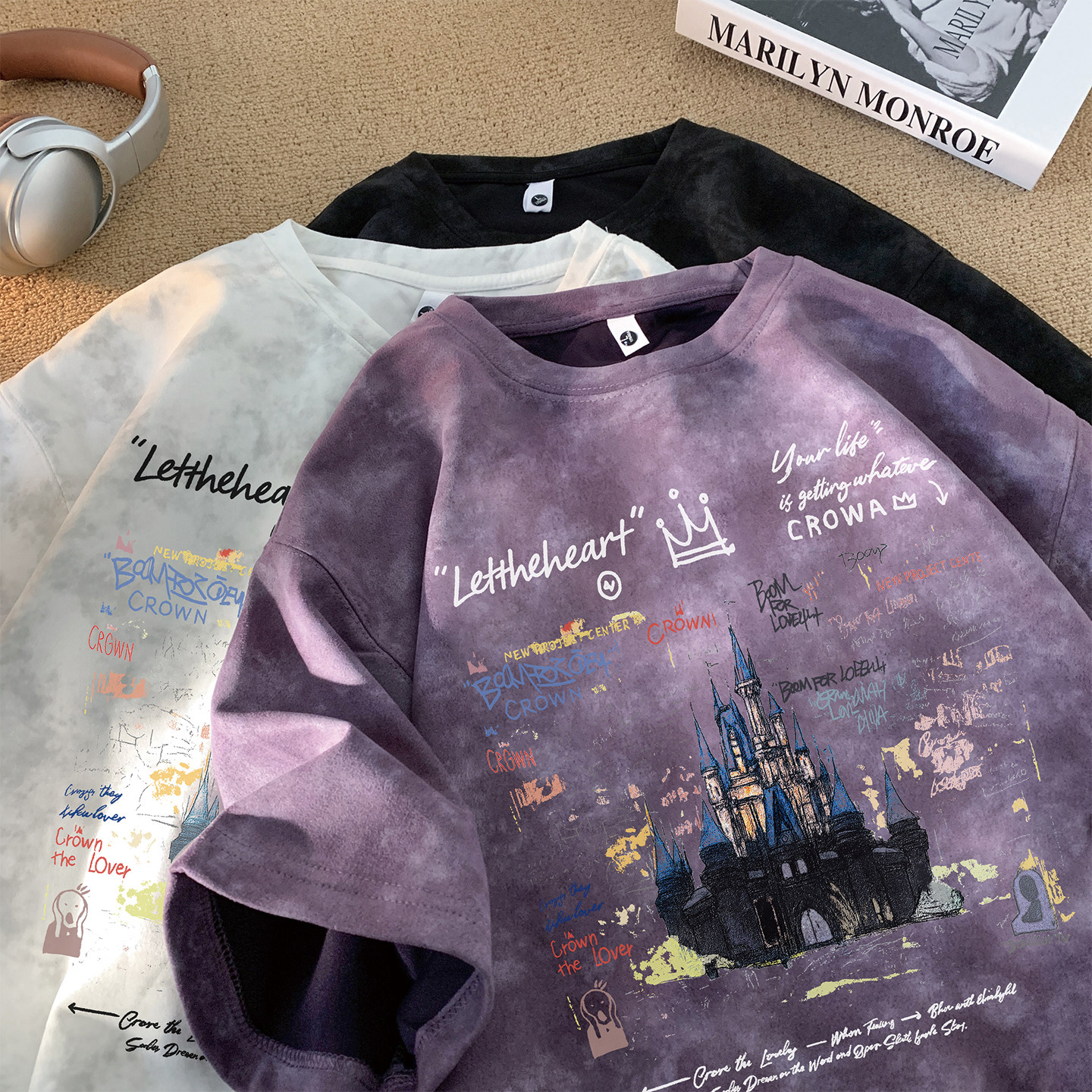 Американская футболка с круглым вырезом и короткими рукавами tie-dye, мужская летняя новинка 2026 года, бренд heavy ins tide, топ для мальчиков с грязным принтом