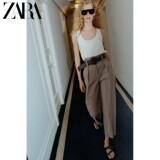 Летние новинки ZARA2026, женские повседневные брюки в полоску с высокой талией и девятиточечным поясом, широкие брюки с высокой талией 4387092 700