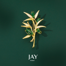 JAY Chinese style new Chinese style bamboo brooch high-end exquisite fashion clothing accessories temperament pin Mother's Day gift