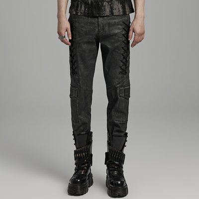 taobao agent ╋魔叹╋PUNKRAVE蒸汽朋克哥特GOTHIC摇滚ROCK做旧印花男裤 WK631