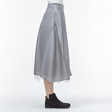 Sdeer San Diego women's clothing design with textured pleated mesh patchwork and slit casual long skirt S19481120