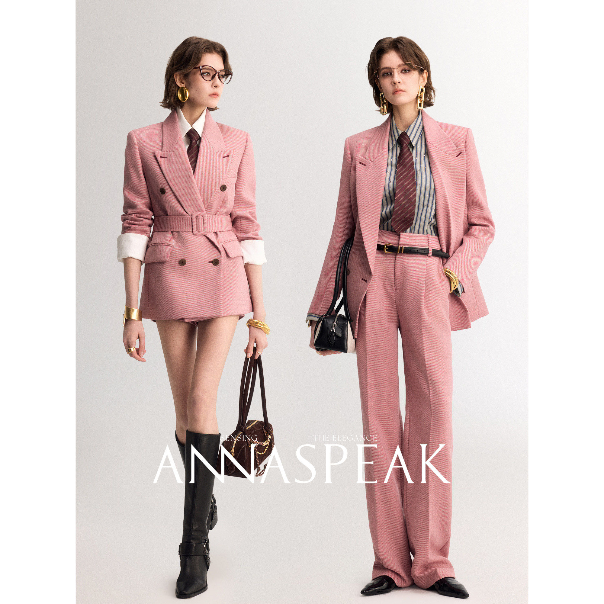 Костюм-преемник Spot/ANNASPEAK из домашней шерсти мериноса с юбкой с плоским воротом
