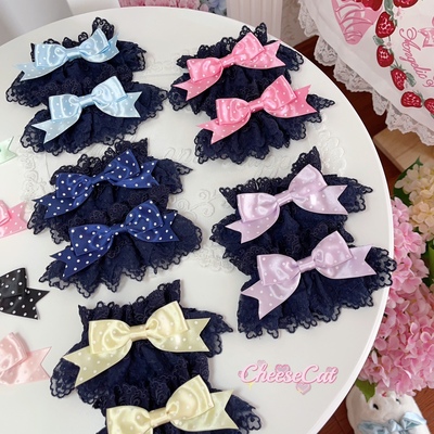 taobao agent 【芝士猫手作】绀色蕾丝~日制丝带蝴蝶结呲甜Lolita小物配饰手袖