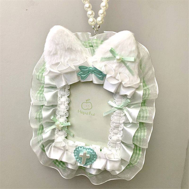 DIY handmade lace card holders, girly cartoon anime style, Instagram-worthy, anime-inspired, ita-ga-mi style, stuffing decorations.