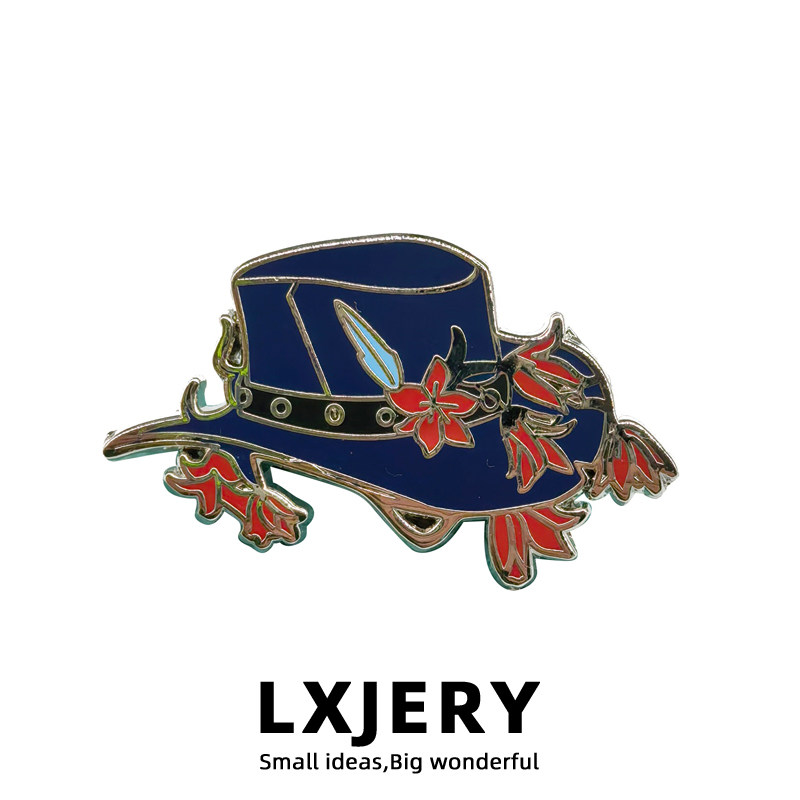 LXJERY Western Cowboy Hat Brooch, Red Wildflower Hat Metal Badge, Creative Backpack Decoration