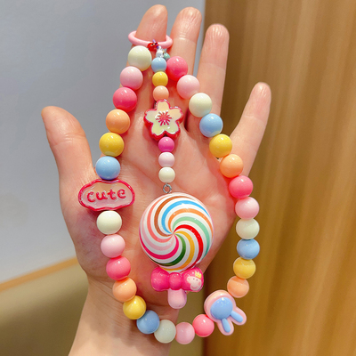 taobao agent 原创ins风手机链童趣可爱手机壳挂绳diy彩色串珠相机链条包包挂饰