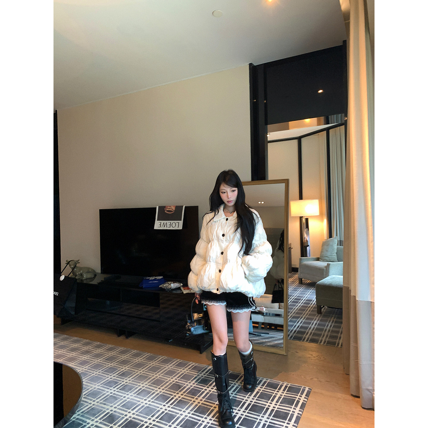 Пуховик Pinksoya sweet girl с кружевным плиссированным бутоном, новая женская зимняя свободная теплая пуховая куртка
