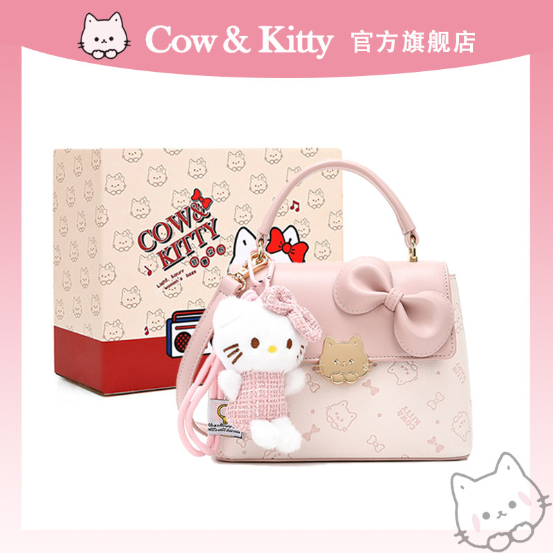 Официальный сайт Cow&Kitty super fire, маленькая женская сумка, новинка 2025 года, легкая роскошная нишевая сумка-мессенджер с мультяшным бантом