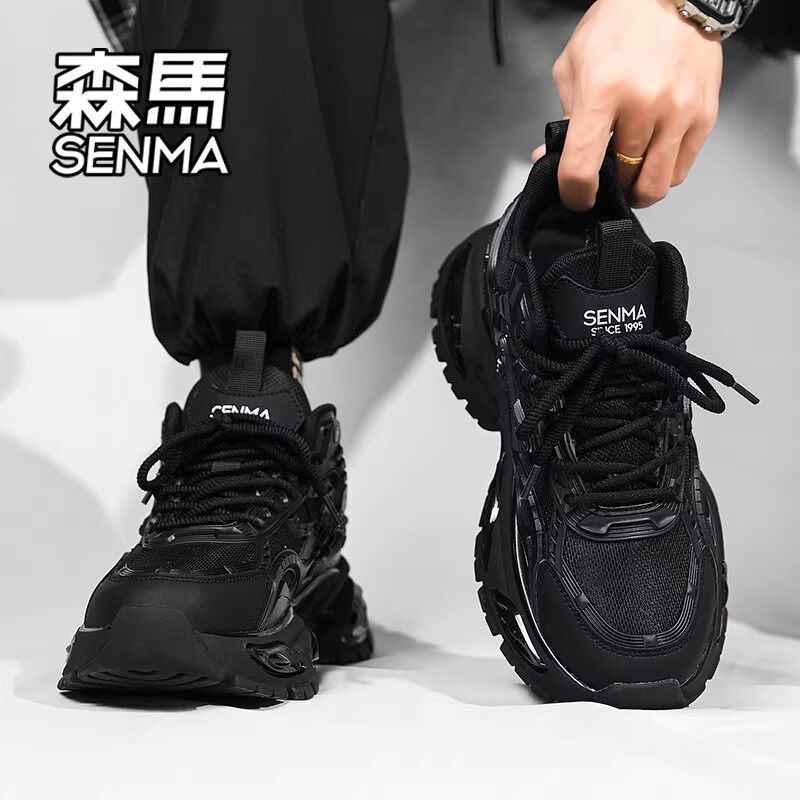 Мужская обувь Semir, осень 2026, новинка, дышащая мужская обувь из сетчатого материала, черная повседневная спортивная обувь Warrior, амортизирующая обувь для папы на толстой подошве