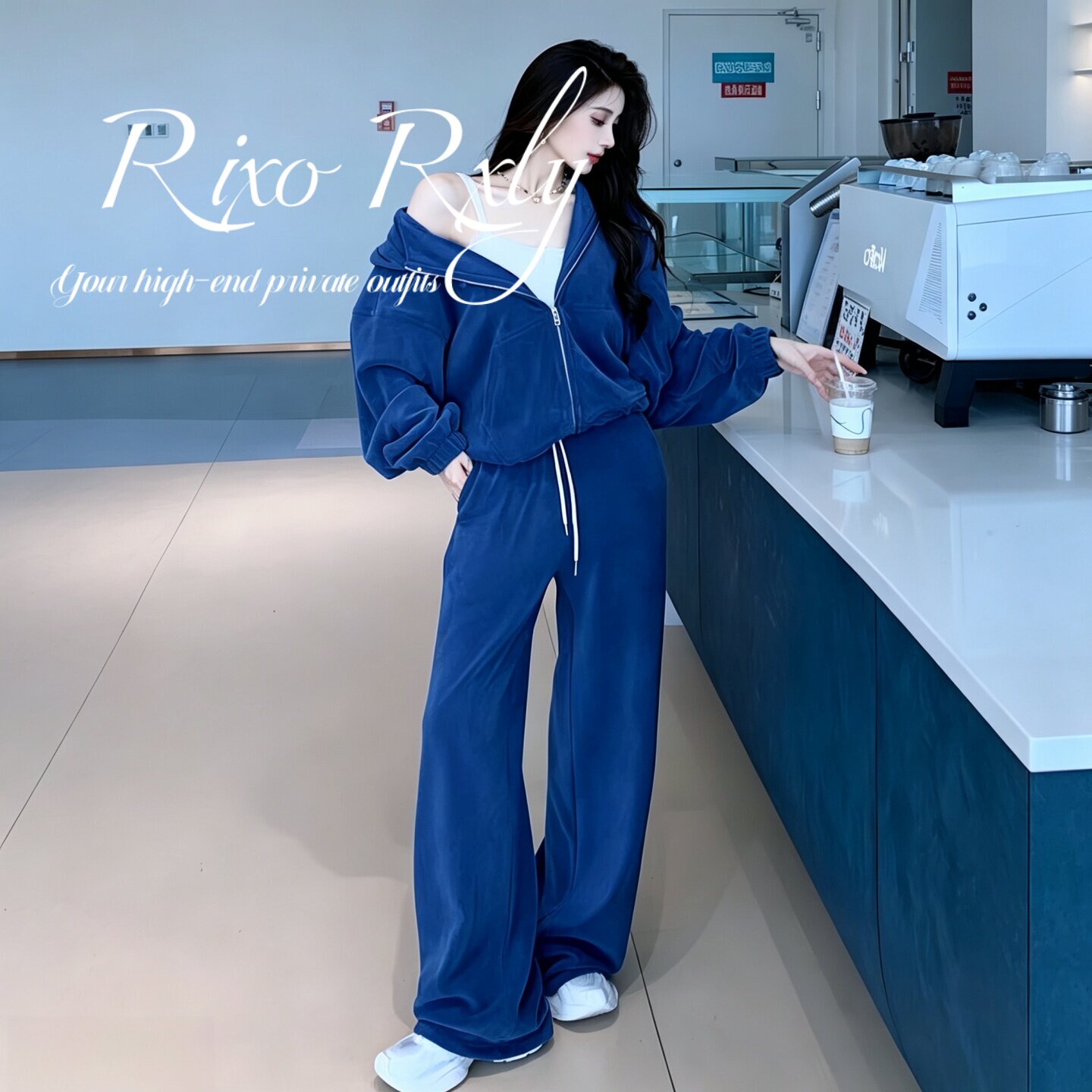 Спортивный костюм из полар-флиса RIXO RXLY, женский осенне-зимний свободный свитер для улицы, широкие брюки, повседневный костюм-двойка