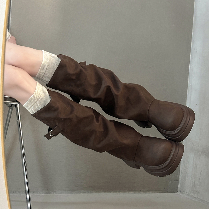 Универсальные женские ботинки-брюки Maillard в стиле ретро; коллекция 2025 года; сезон осень-зима; новые красивые модные темпераментные уличные ботинки на толстой подошве